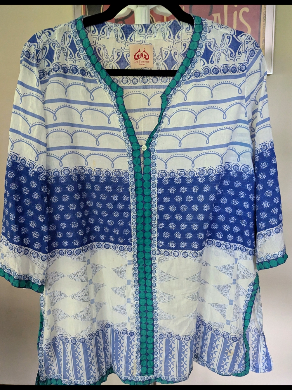 Emporio Sirenuse White, Blue and Teal Printed Tunic